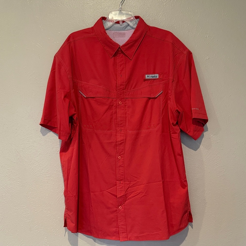 Columbia Men's Bright Red Button-Down Shirt